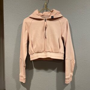 GYMSHARK cropped neutral pink zip-up hoodie